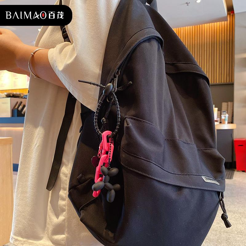 INS Punk Cute Balloon Dog Resin Key Chain Cartoon PU Black Heart Chains Keyring Car Bag Phone Pendant Keychain for Women Couple