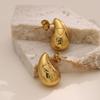Colorfast Stainless Steel Water Drop Stud Earrings - Fashionable & Versatile
