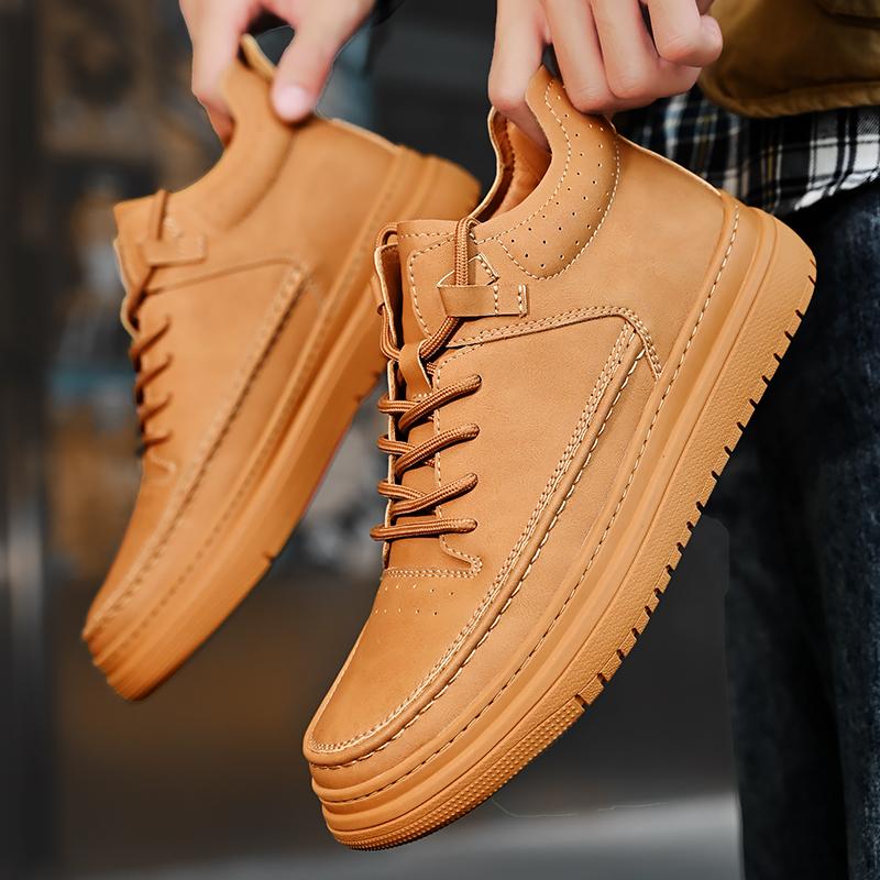 Moda Gorąca Sprzedaż Męskie Skórzane Buty Codzienne Europa Ameryka Buty na Grubej Podeszwie Męskie Buty do Pracy Buty Outdoorowe do Wędrówek