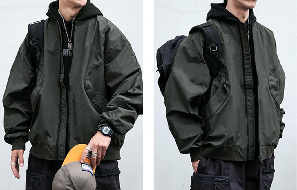 EASTEMPO Autumn Loose Solid Plus Sizes Men's Jacket, Ma-1, Casual, Business, Fit, Stylish, Windproof, Color, Blouson, (JP, Alphabet, M, Green)