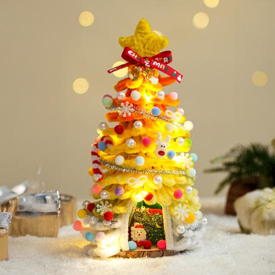 DIY Pipe Cleaners Christmas Tree Kit with String Light Twistable Plush Stick Xmas Tree