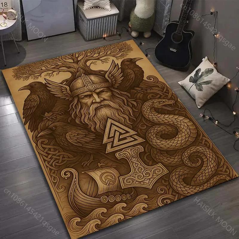 3D Retro Viking Print Carpet for Bedroom Living Room Bedside Sofa Floor Mat Modern Home Decor Area Rug Multi Size Fast Arrive