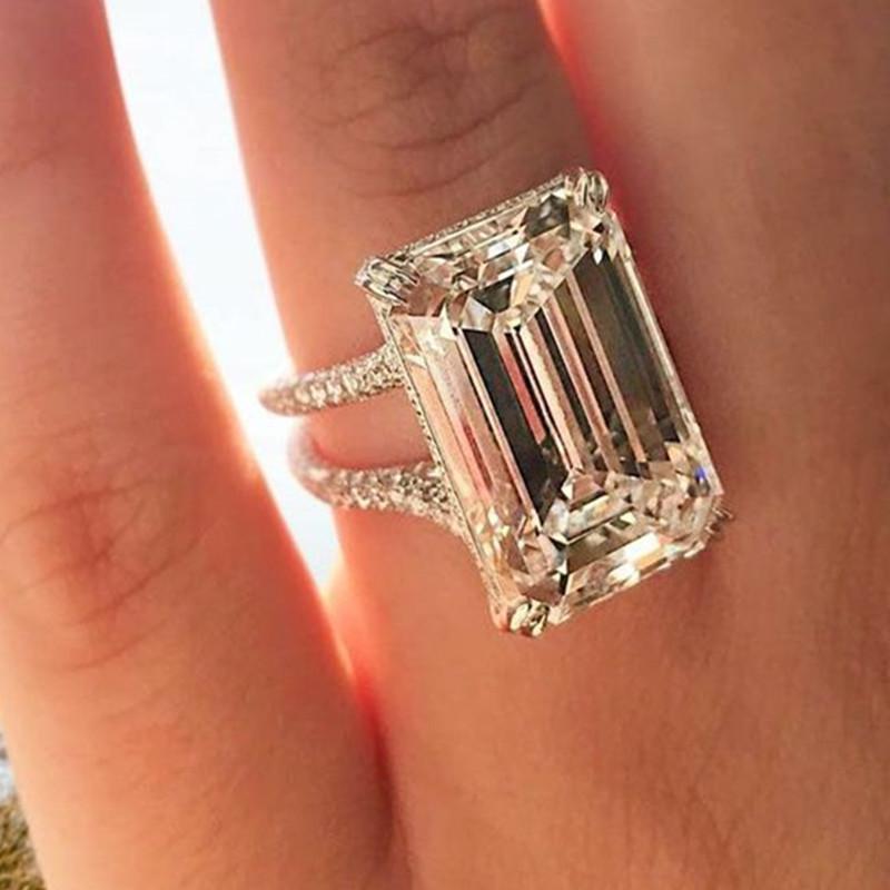 Ny Glitrende Firkantet Geometrisk Design Ringlys Luksus Personlig Mote Stil Forlovelses- og Bryllups Tilbehør