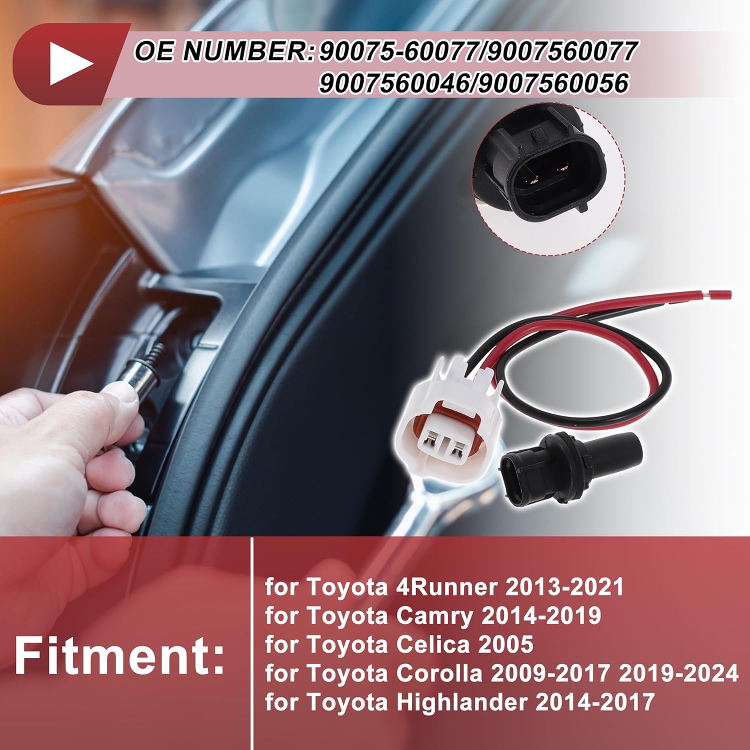 

1 комплект цоколь и проводка для бокового габаритного огня для Toyota 4Runner 2013-2021 № 90075-60077/9007560077 Разъем-пигтейл для лампочки фары