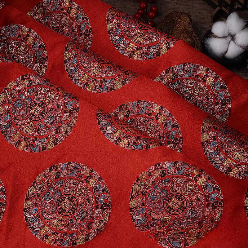 100x150cm High Quality Jacquard Brocade Fabric Thick Soft Bamboo Leaf for Women Dress Hanfu Upholstery Sewing Cloth Gold Blue