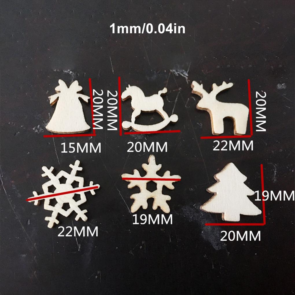 50x Christmas Tree Wooden Hanging Ornaments For Xmas Decoration Snowflake Xmas Tree Pendants Mini