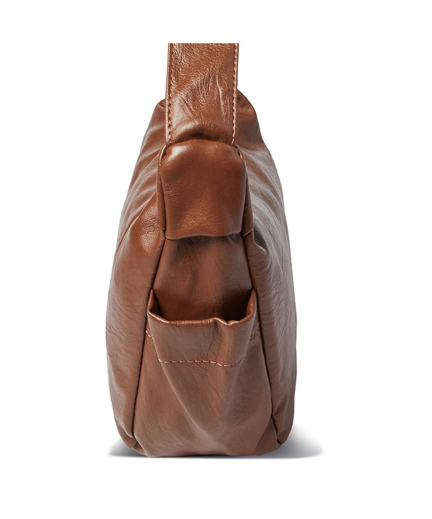 The Green Lab Faux Leather Hobo Crossbody Bag [Brown]
