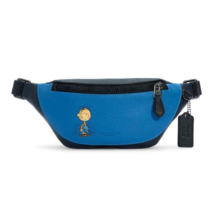 Coach X Peanuts Warren 29 Snoopy Pattern Print Color Block Leather Chest Bag Men bags Blue Black 5512-QBRRY Basic Set (Bag+Dust Bag)