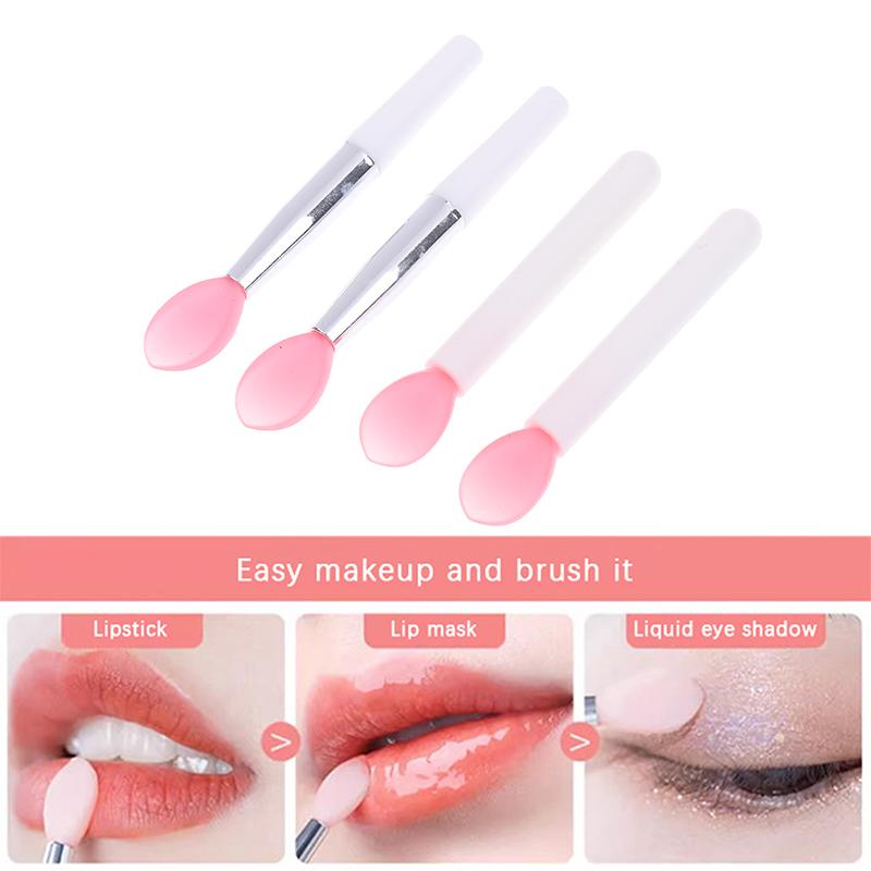 5Pcs Mini Silicone Sequins Apply Soft Head Eye Shadow Color Glaze Lip Film Portable Mini Lipstick Brush