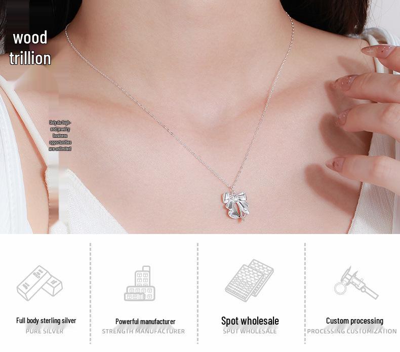 Collier Nœud en Argent Sterling – Ras de Cou Chaîne Clavicule Style Rétro pour Femme