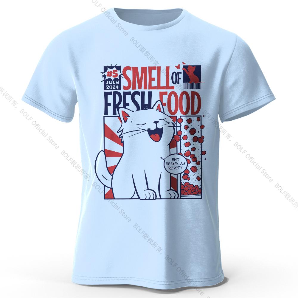 Men s Cat Printed T-Shirt 100% Organic Cotton Relaxed Fit Hand Painted Design Tee for Adults Quirky Fashion S