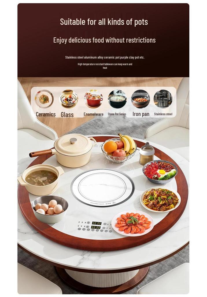 2026 Electric Solid Wood Hot Pot & Dish Warmer Turntable