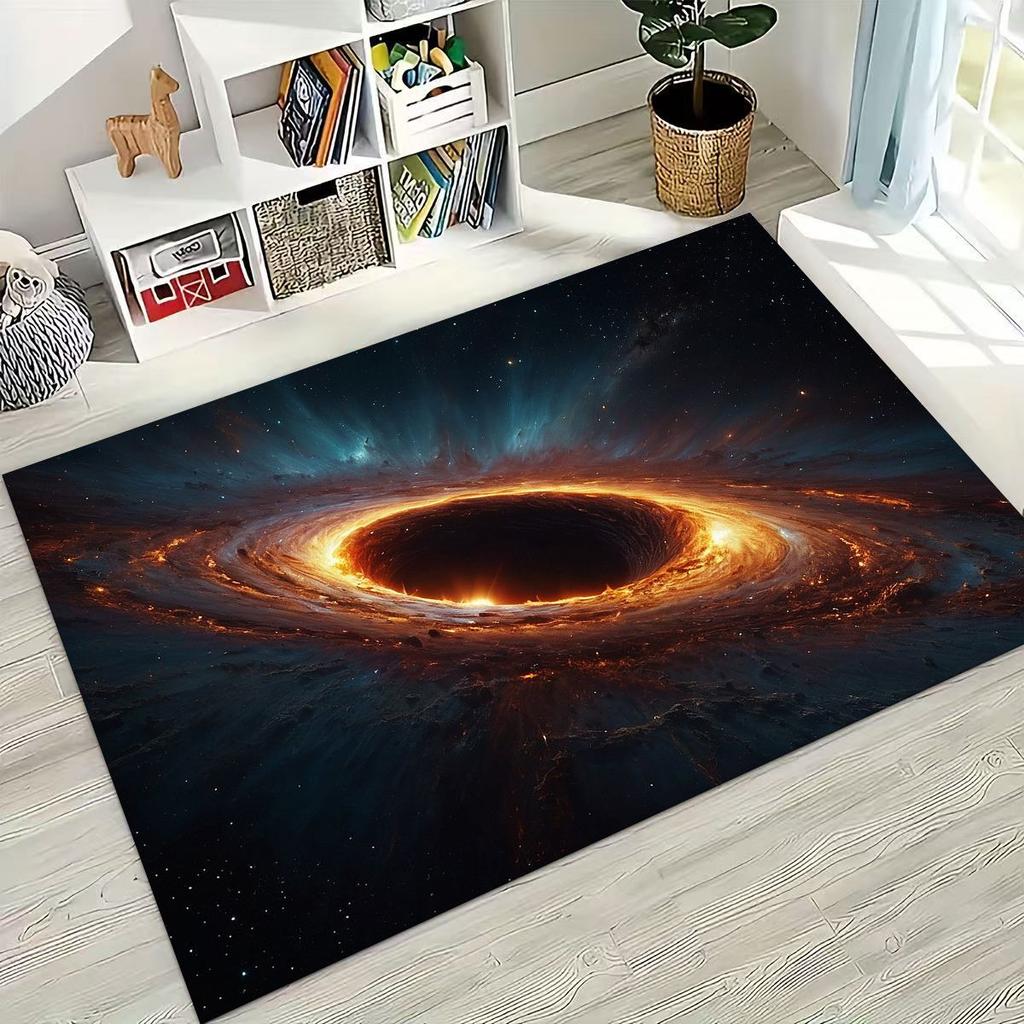 Dreamy Galaxy Universe Space Stars Black Hole Earth Rug for Bedroom Living Room Sofa Home Doormat Decor,Kid Non-slip Floor Mat