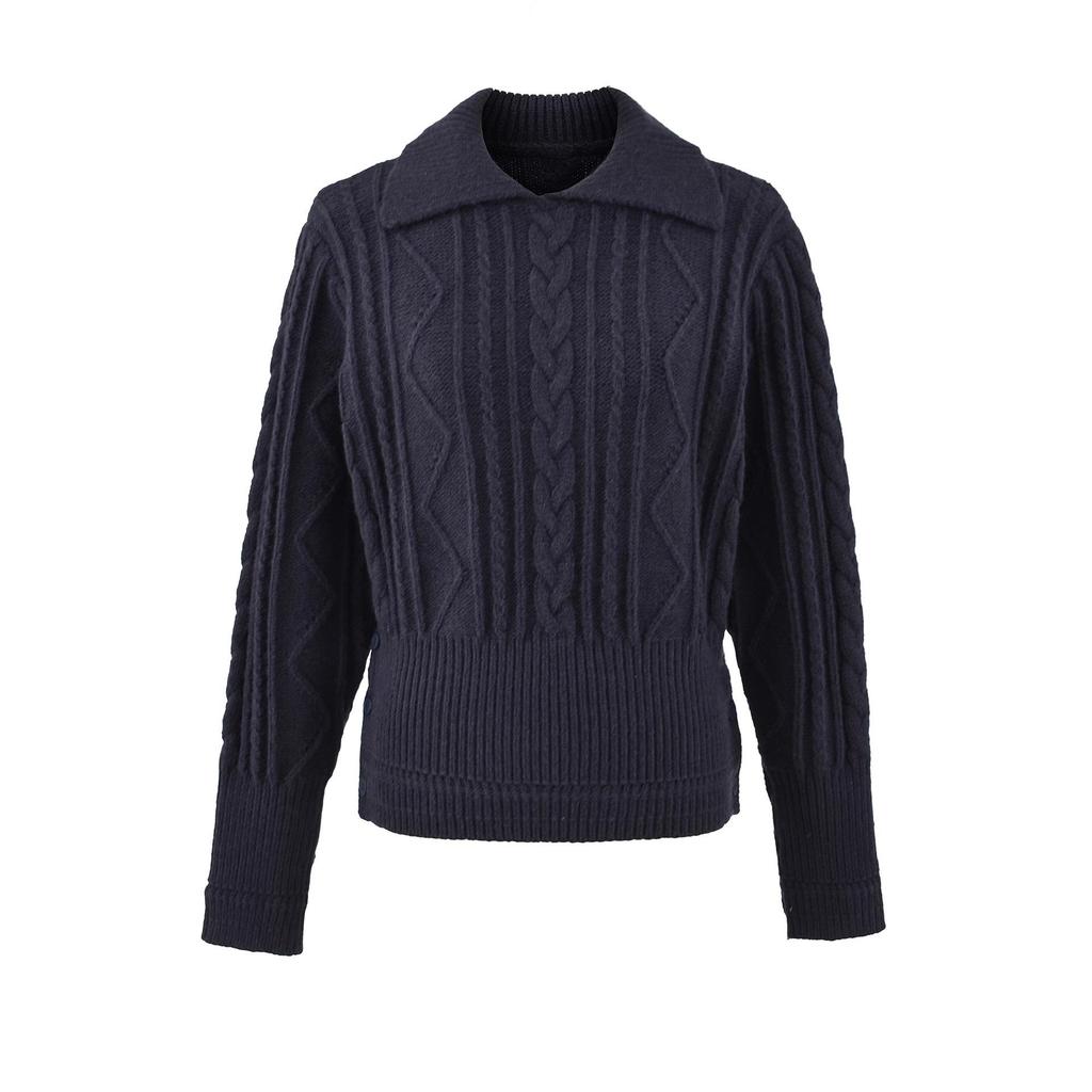 Retro Sweter Krótki z Dekoltem i Splotem Warkoczowym w Koreańskim Stylu WS9295-26