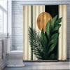 Tropical Botanical Leaf Green Gold Print Shower Curtain Waterproof Bathroom Decor Jungle Foliage Modern Spa Curtain for Home