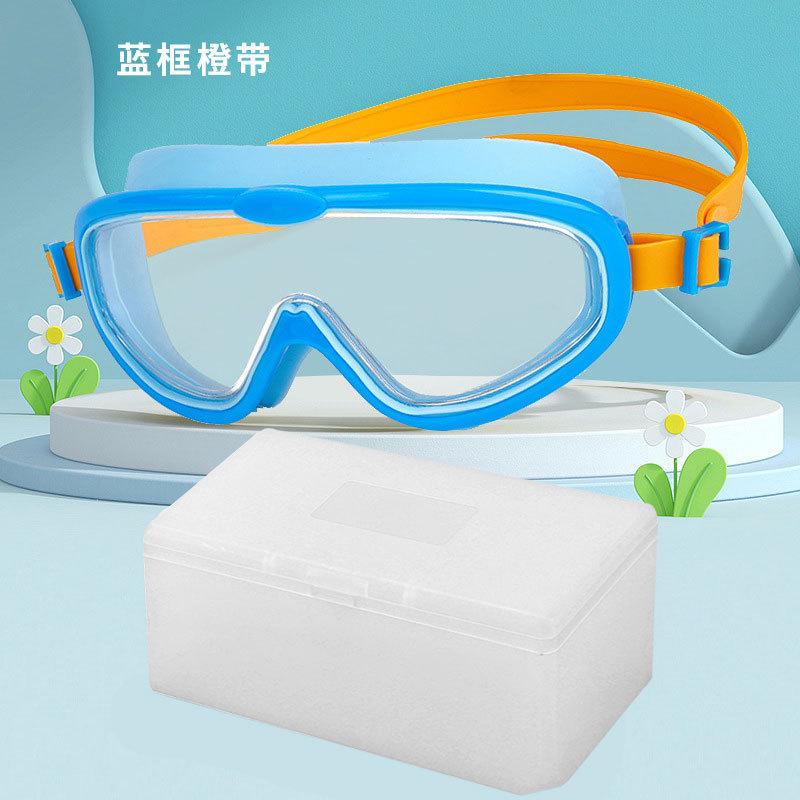 New high definition waterproof and anti-fog silicone swimming glasses earplugs integrated large frame