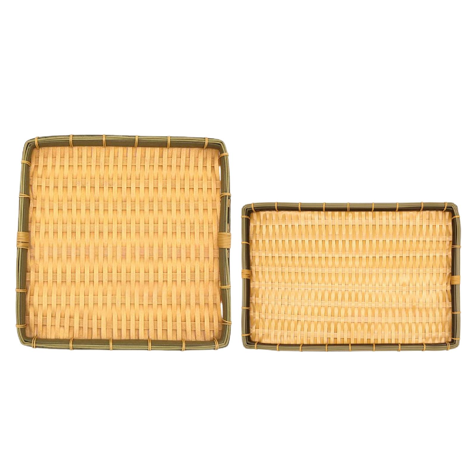 

Woven Fruit Basket Plastic Kitchen Countertop Organizer Tray for Serving Party Snacks Bread and Sushi 30cmx23cmx3cm