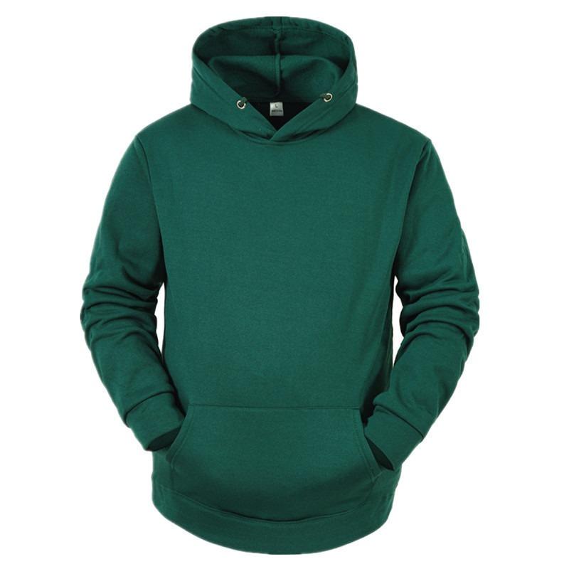 Men S Fleece Solid Color Hooded Pullover Sweatshirt Casual European Size