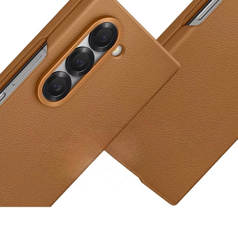 Luxury Business Ultra-thin Eco Friendly Skin Feel Leather Phone Case for Samsung Galaxy Z Fold 7 Fold 6 Metal Len Frame Shock Proof Protection Cover