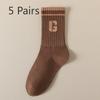 5 Pairs of Women's Spring and Summer New Trend Pure Cotton Sports Tube Socks