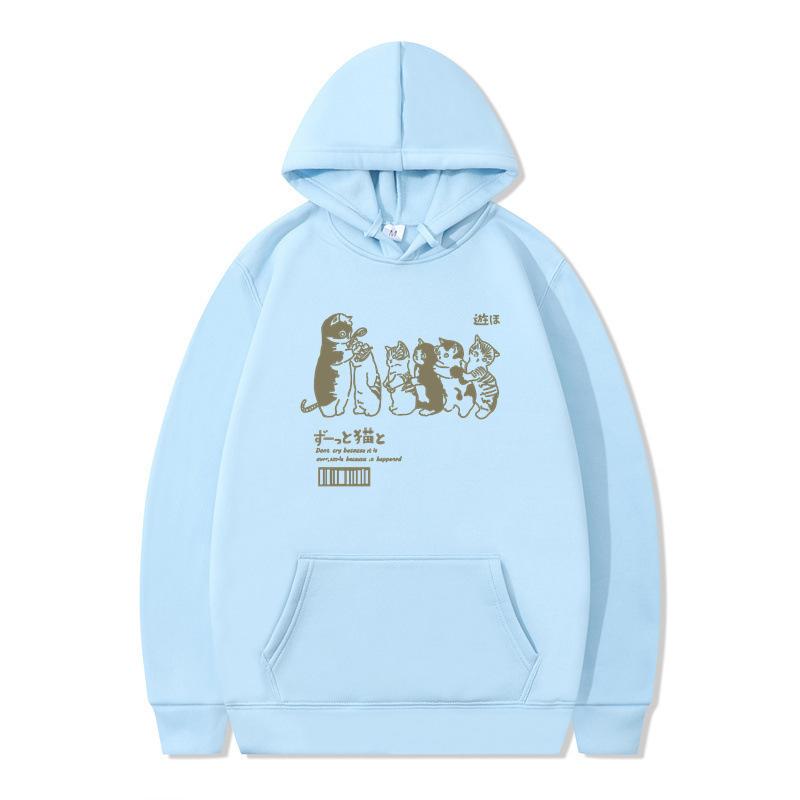 Autumn and Winter Hip Hop Cat Shower Street Printed Sweater Men