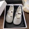 Compilation Hollow Breathable Word Belt Versatile Casual Single Shoes Women's 2025 New Summer Fashion Flat Mary Jane Shoes