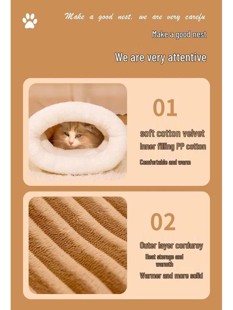 Katze Winter Wärme Schlafsack: Gemütliches Sicherheitsbett für alle Jahreszeiten mit Halbloch-Design
