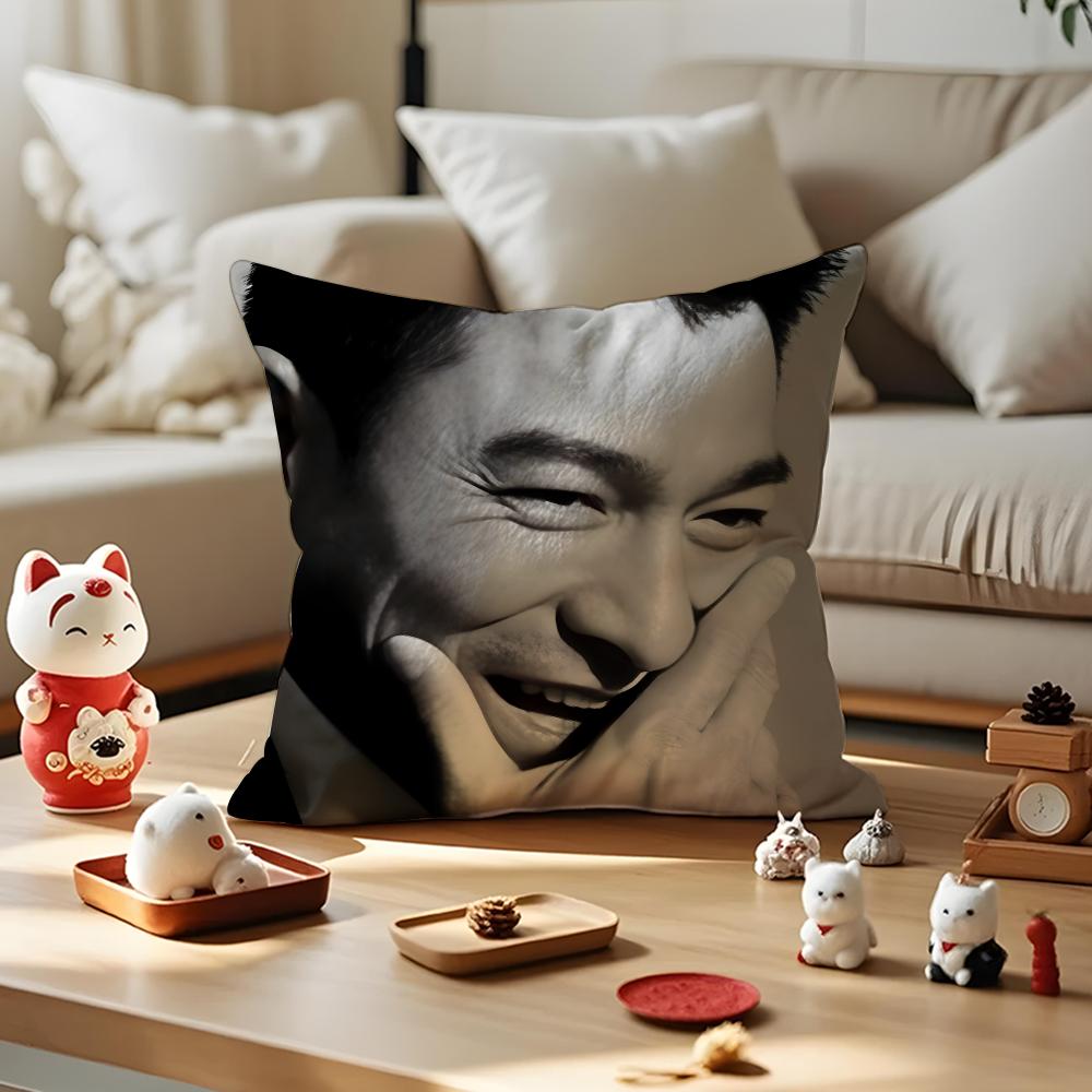 Andy Lau Actor Cushion Cover Anti-Dustmite Pillowcase Invisible Zipper Silky Short Plush Sofa Cushion Cover