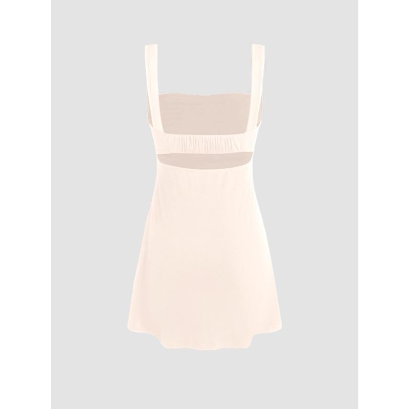 Women's Summer Backless Waist Solid Colour Casual Slim A Hem Short Dresses
