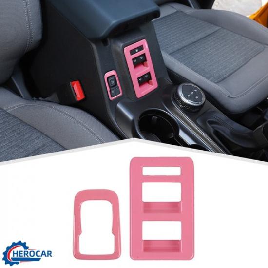 Pink Style Window Switch Trim Cover Decor Accessories For Ford Bronco +ABS