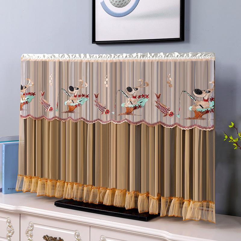 1PC Dog Duck Bear Ultra-thin Television LCD Protector 32/37-40 Inch Embroidered Lace Cartoon Animal Dust Cover Protector Cover