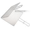 Portable Handle Barbecue Row Stainless Steel Barbecue Net Plate Grilled Fish Vegetables and Shrimp BBQ Net Outdoor Cooking Tools