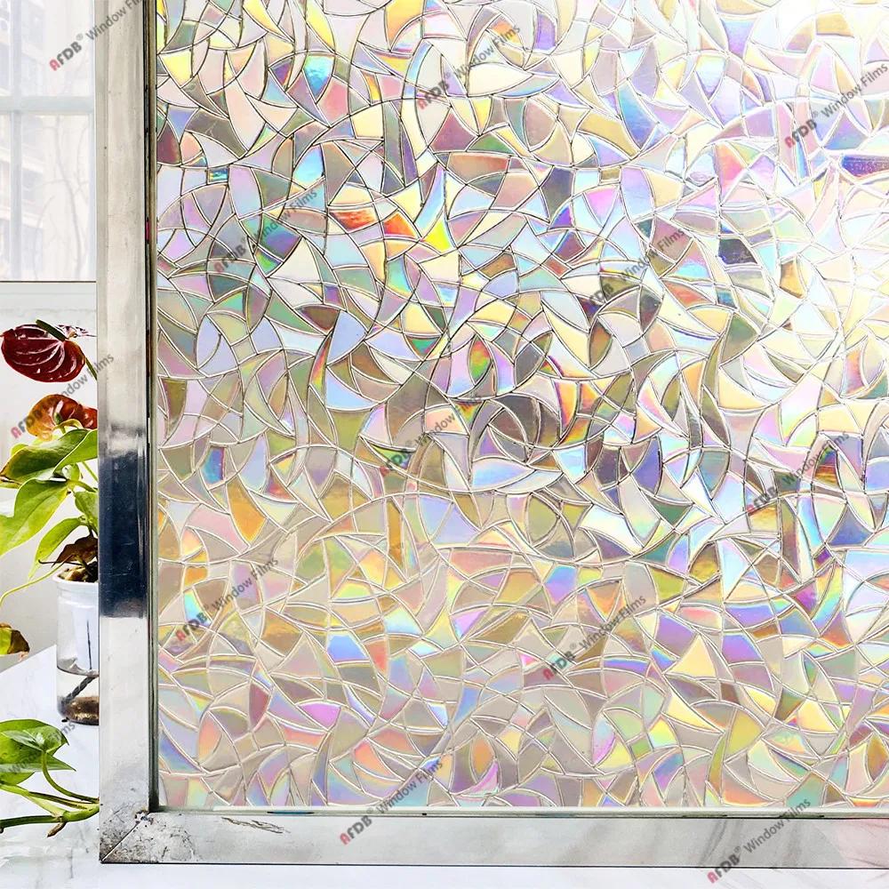 3D-Regenbogen-Fensterfolie, Sichtschutz, Buntglas, UV-Schutz, Fensteraufkleber für Zuhause, statisch haftender Kleber, Wärmeregulierende Glasfolie