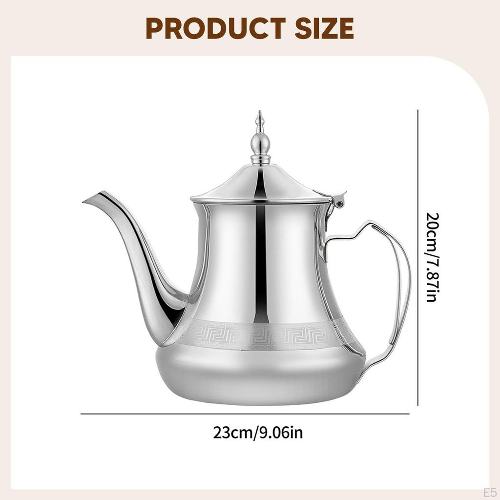 Stainless Steel Teapot Coffee Pot Multifunctional with Lid Beverage Jug Infuser Tea Kettle for