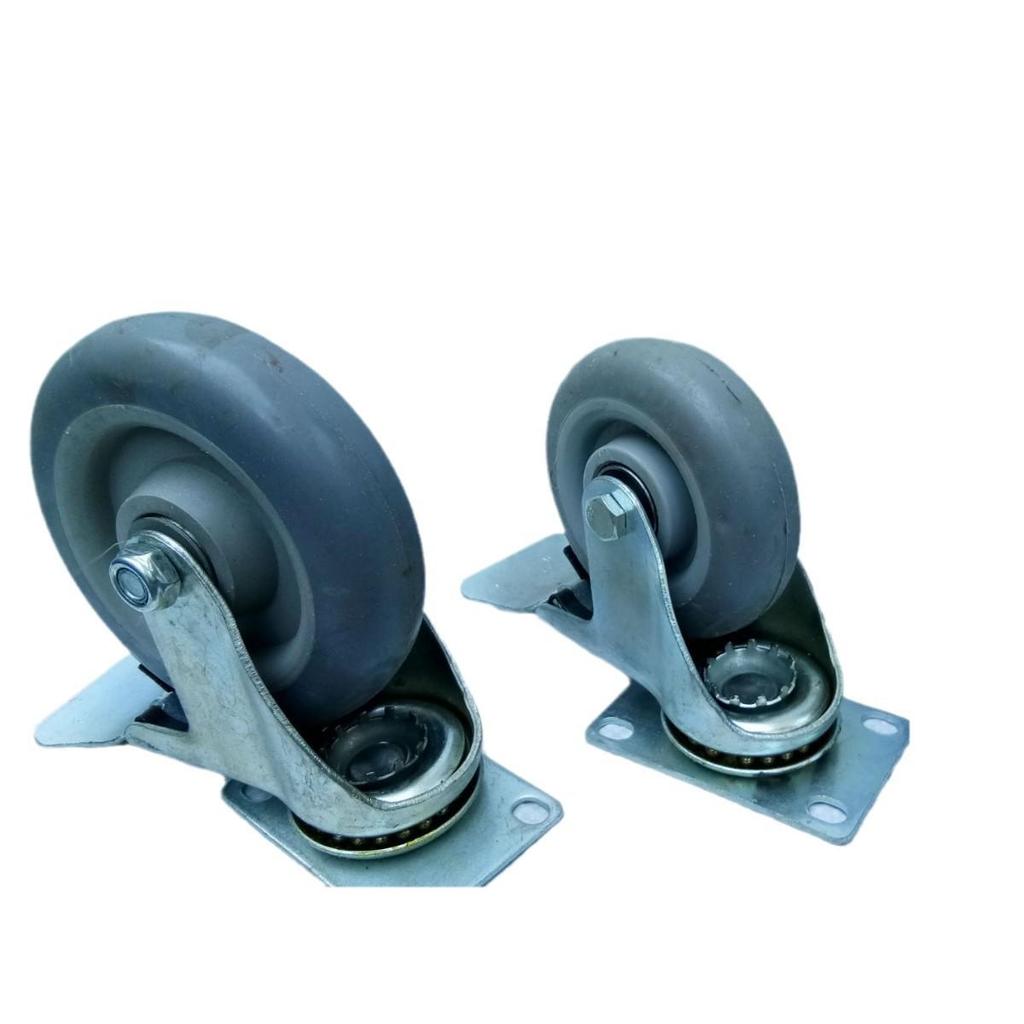 Medium Gray Silent Swivel Brake Caster Wheel with Elastic Dome