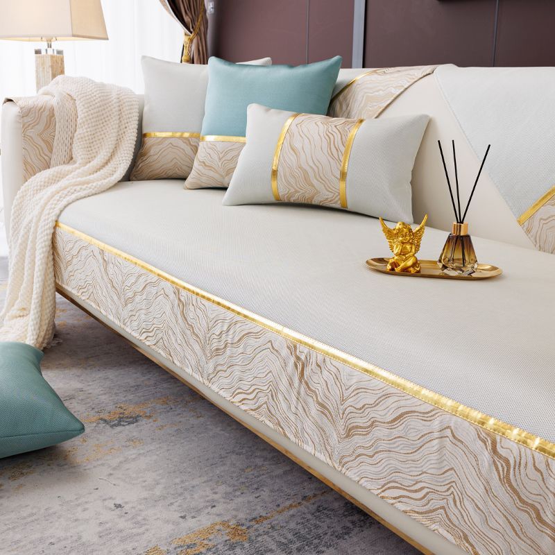 High-End Ice Silk Sofa Cushion Summer Mat Light Luxury High-End Gray Summer Breathable Non-Slip Straight Row Leather Seat Cushion