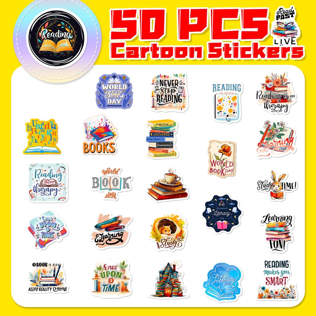50 Reading Text Stickers Learn Reading Reading Reading Hobby Book Book Decoration