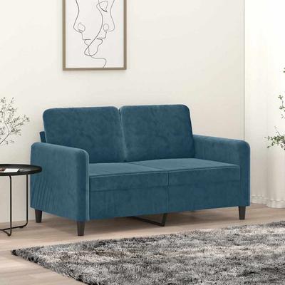Vidaxl 2-Seater Sofa, Blue, 120 Cm, Upholstered In Velvet