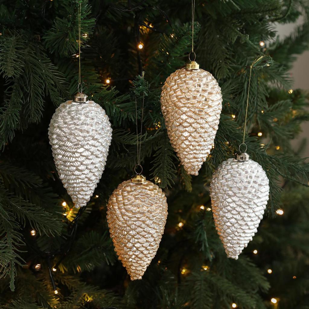 Plastic Adhesive Powder Pine Cone Christmas Tree Ornament