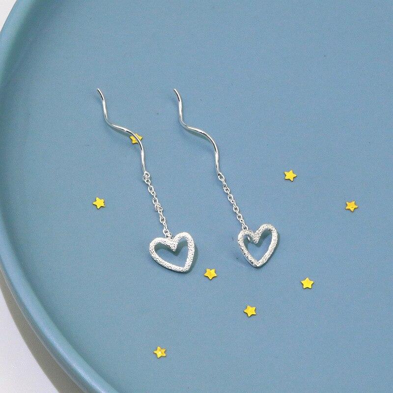 925 Sterling Silver Heart Shape Charm Drop Earring for Women Girls Fashion Wedding Jewelry Eh1240