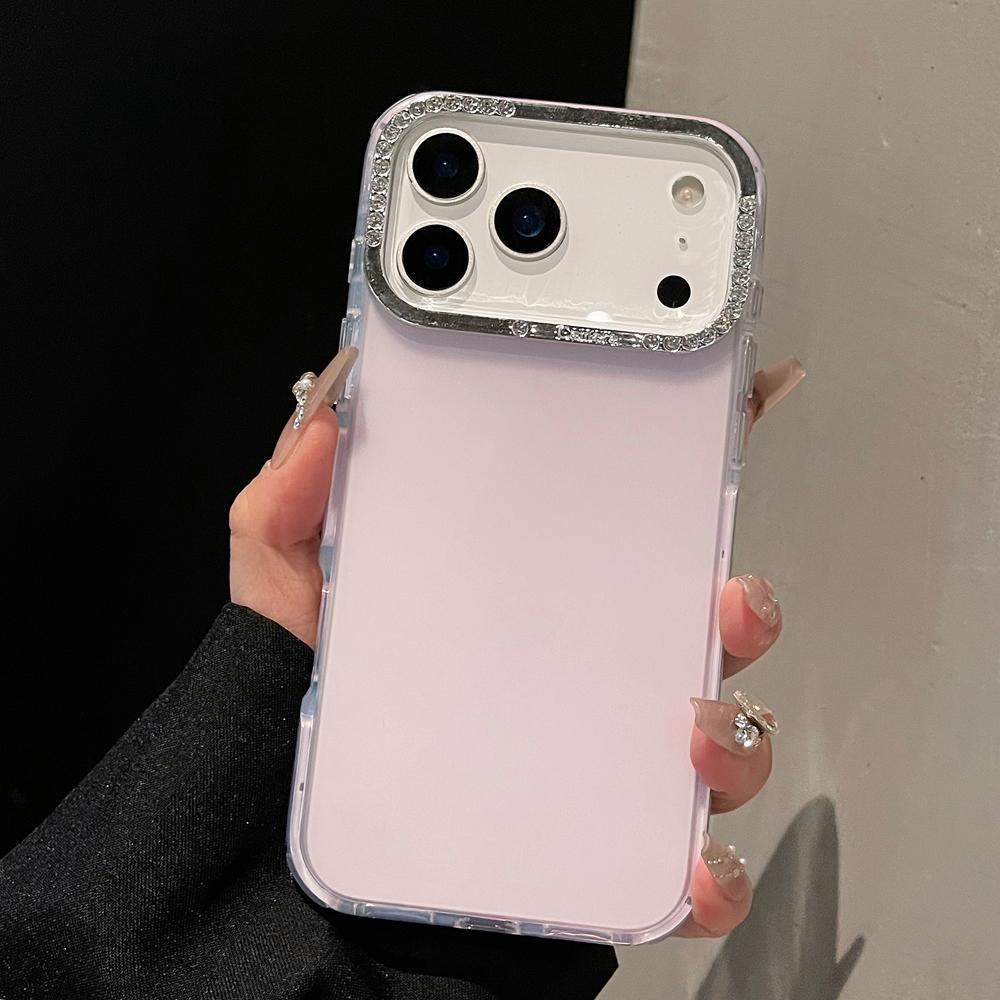 KEYSION Luxury Jewelled Transparent Matte Phone Case for iPhone 16 17 Pro Max 17 Air 16 Plus TPU+PC Shockproof Armor Back Cover