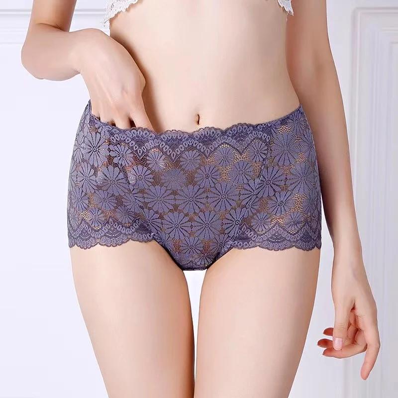 underwear women High-waisted sexy lingerie women hollowed-out lace plus size panties briefs ropa interior femenina ropa mujer