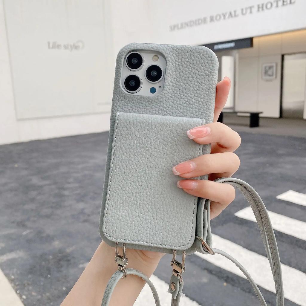 Lanyard Leather  Wallet Crossbody Phone Case for IPhone 15 14 13 12 11 Pro Max Mini X XR XS Max 7 8 Plus Card Slot Holder Cover