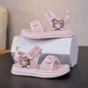 New Spring/Summer Kids' Open-Toe Beach Sandals - Adorable Bear Print Girls' Sandals with Hook & Loop Closure