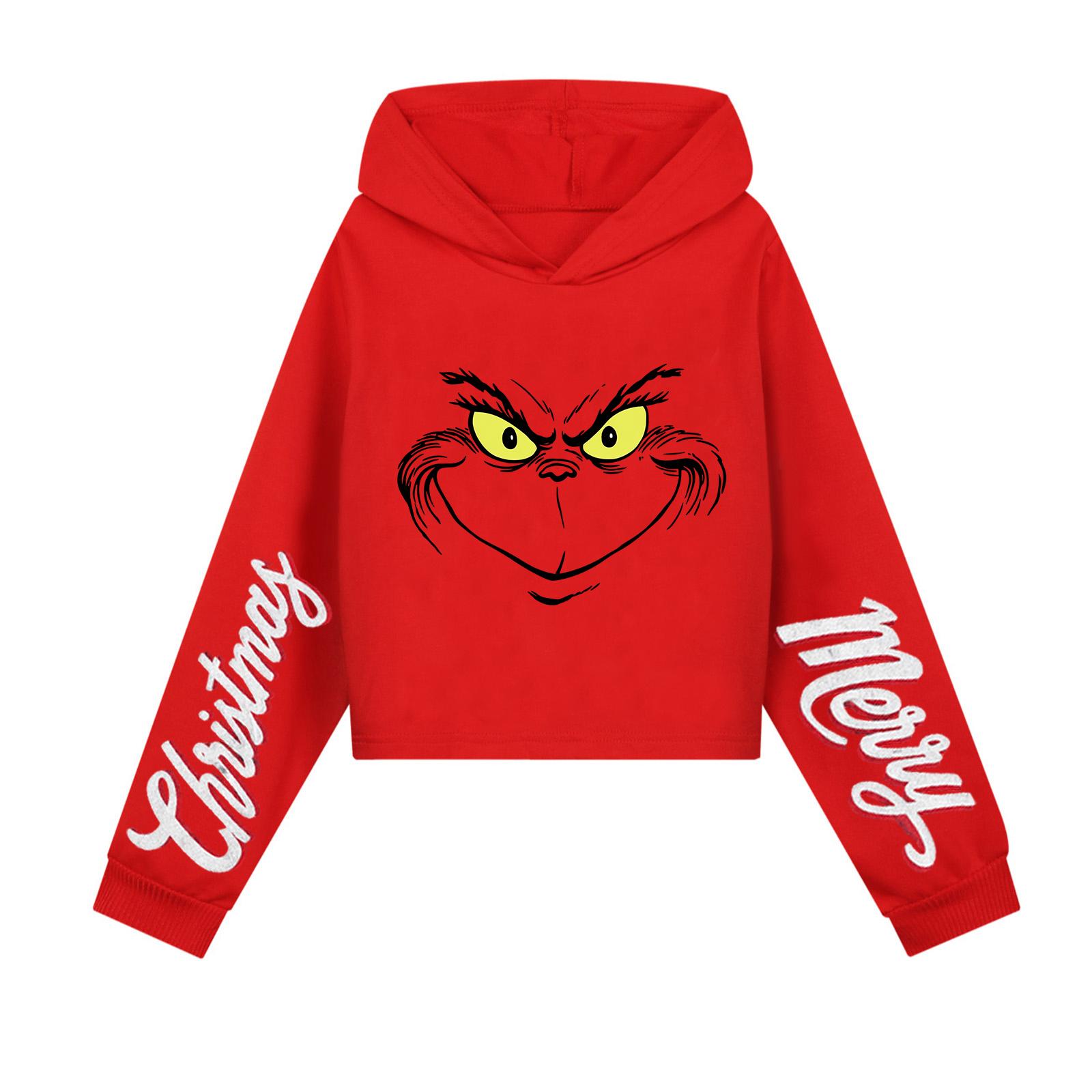 

Kids Casual Fashion Christmas Printed Long Sleeve Hooded Sweatshirt (No Drawstring) 110 червоний