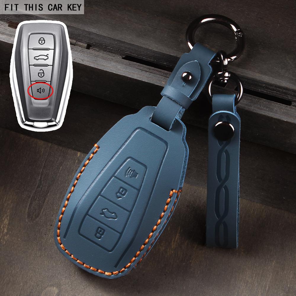 Leather Car Key Cover Case Shell For Geely Coolray X6 Atlas Monjaro Tugella Geometry C Emgrand Global Kulrey Hawk Gx7 Okavango