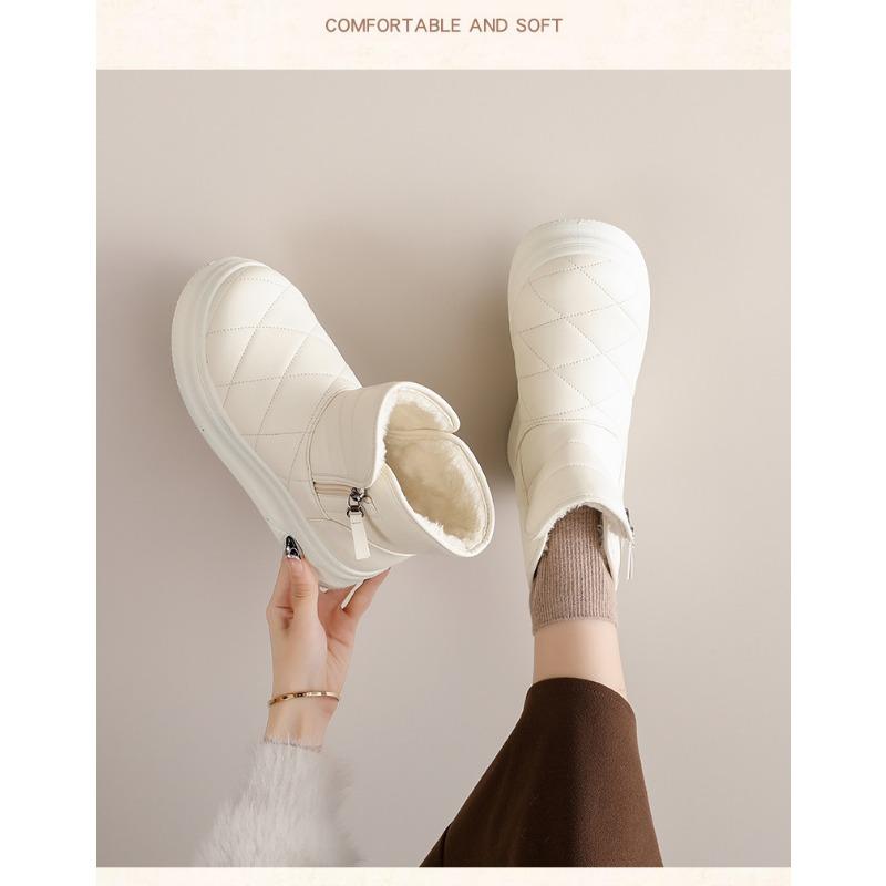 Women S Warm Fleece Lined Thick Sole Elevated Casual Winter Snow Boots