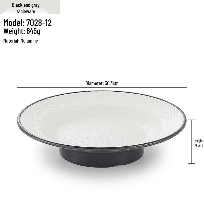 Melamine Straw Hat High-Footed Deep Plate for Pasta, Cold Dishes, and Mixed Noodles - Restaurant Tableware