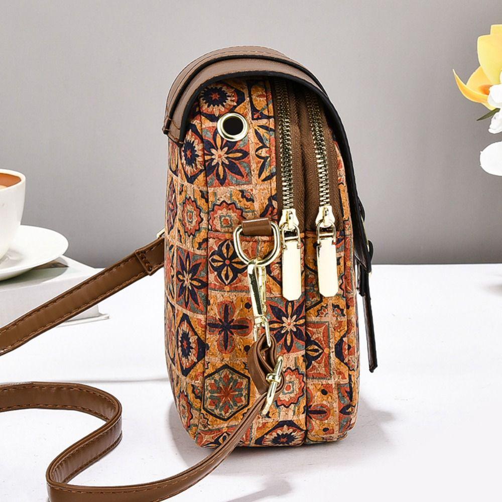 Bohemian Style Printed Phone Bag PU Leather Ethnic Style Single Shoulder Bag Luxury Versatile Crossbody Bag For Ladies