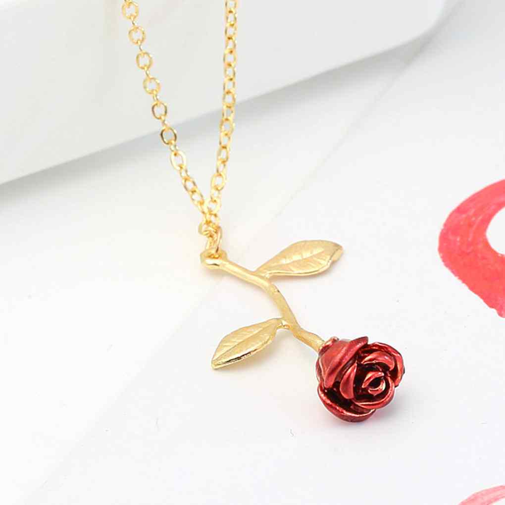 Buy Women Red Rose Necklace Alloy Neck 